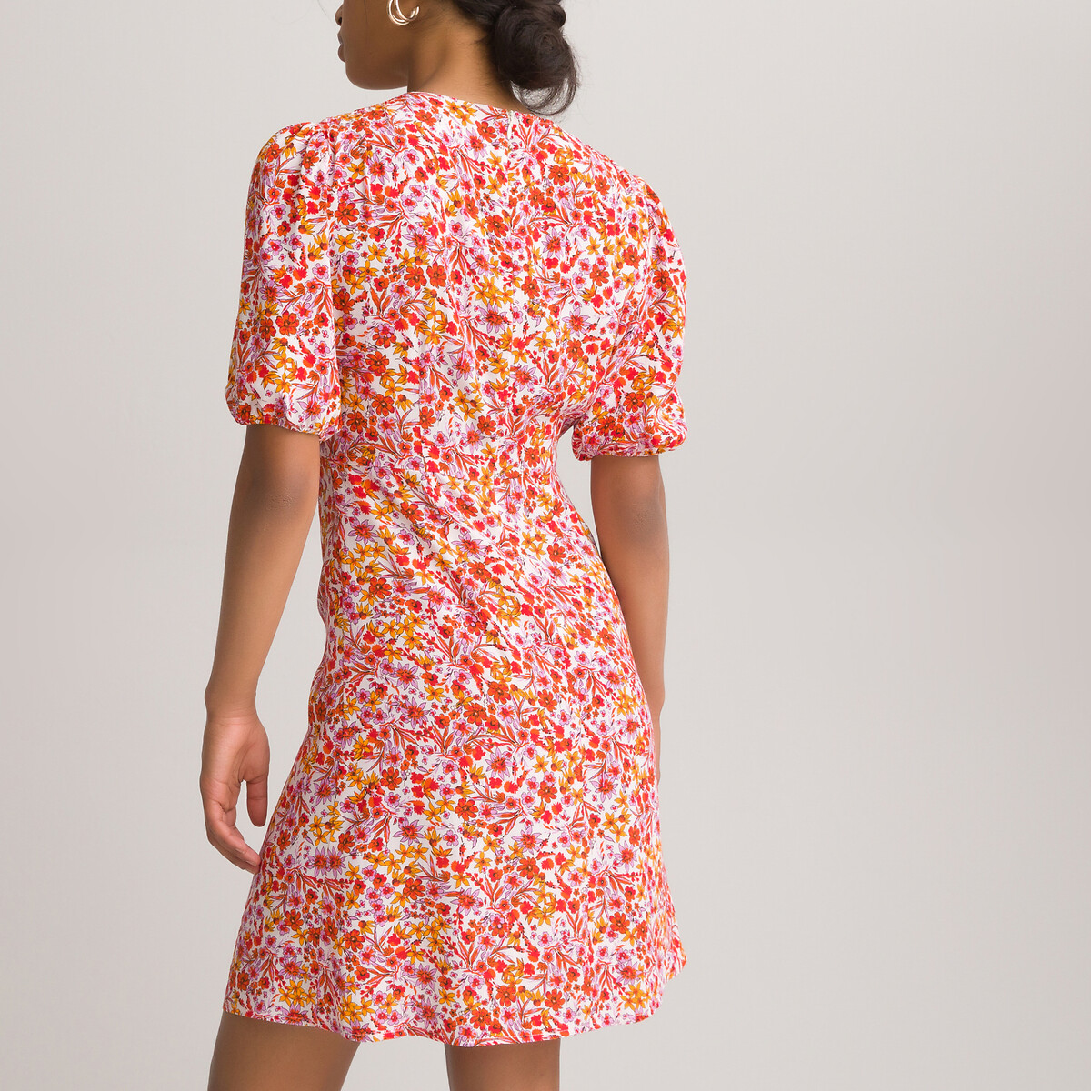 Платье LaRedoute Прямое короткое с цветочным принтом 40 разноцветный, размер 40 - фото 4
