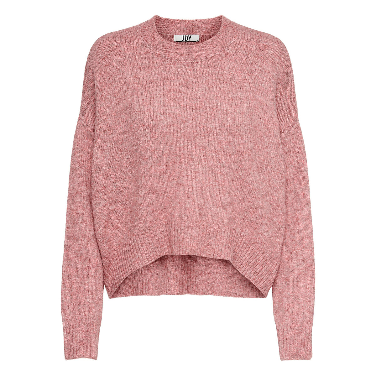 Пуловер короткий из пышного трикотажа L розовый