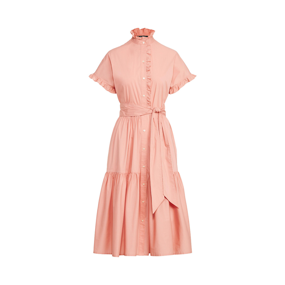 Платье-миди LAUREN RALPH LAUREN С воланами короткие рукава M розовый, размер M - фото 4