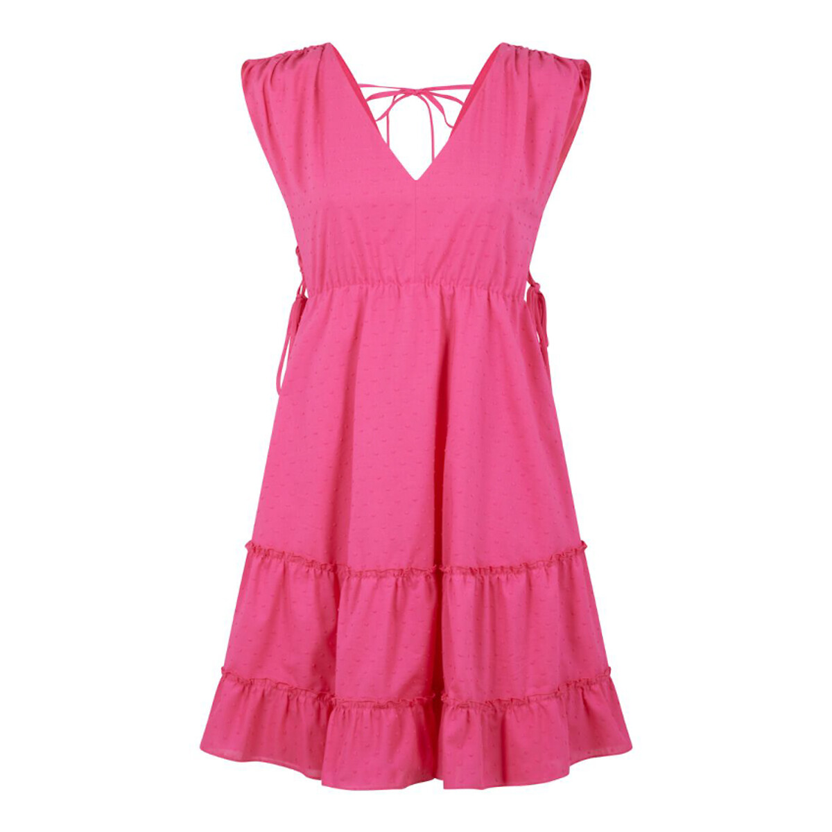Платье Из хлопка с вышивкой гладью V-образное декольте на спинке 40 розовый LaRedoute, размер 40 - фото 1