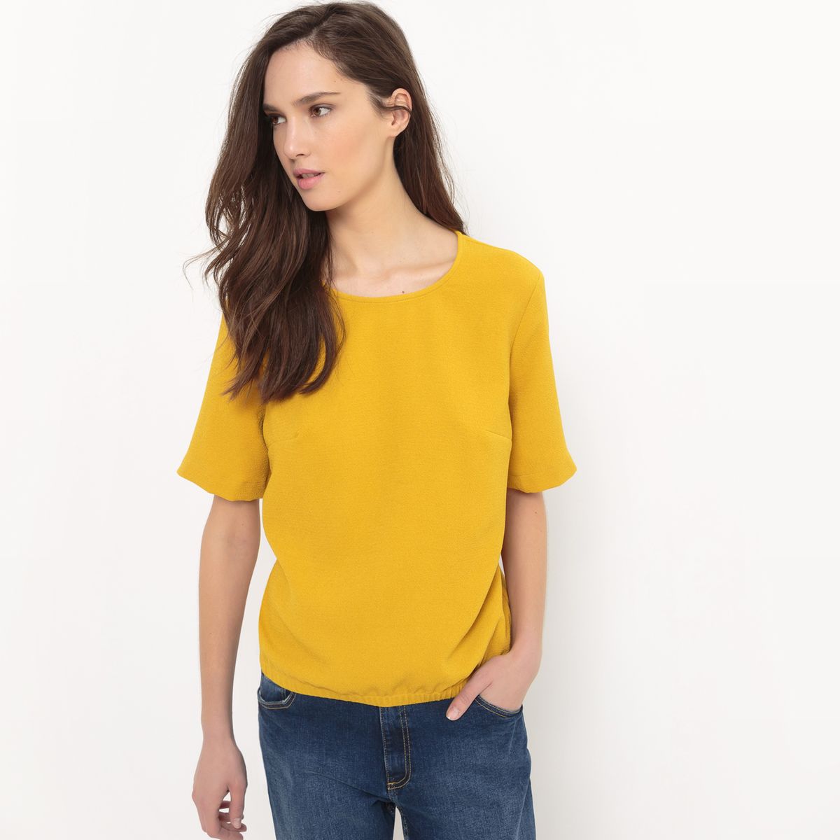 Blouse manches courtes, taille élastiquée