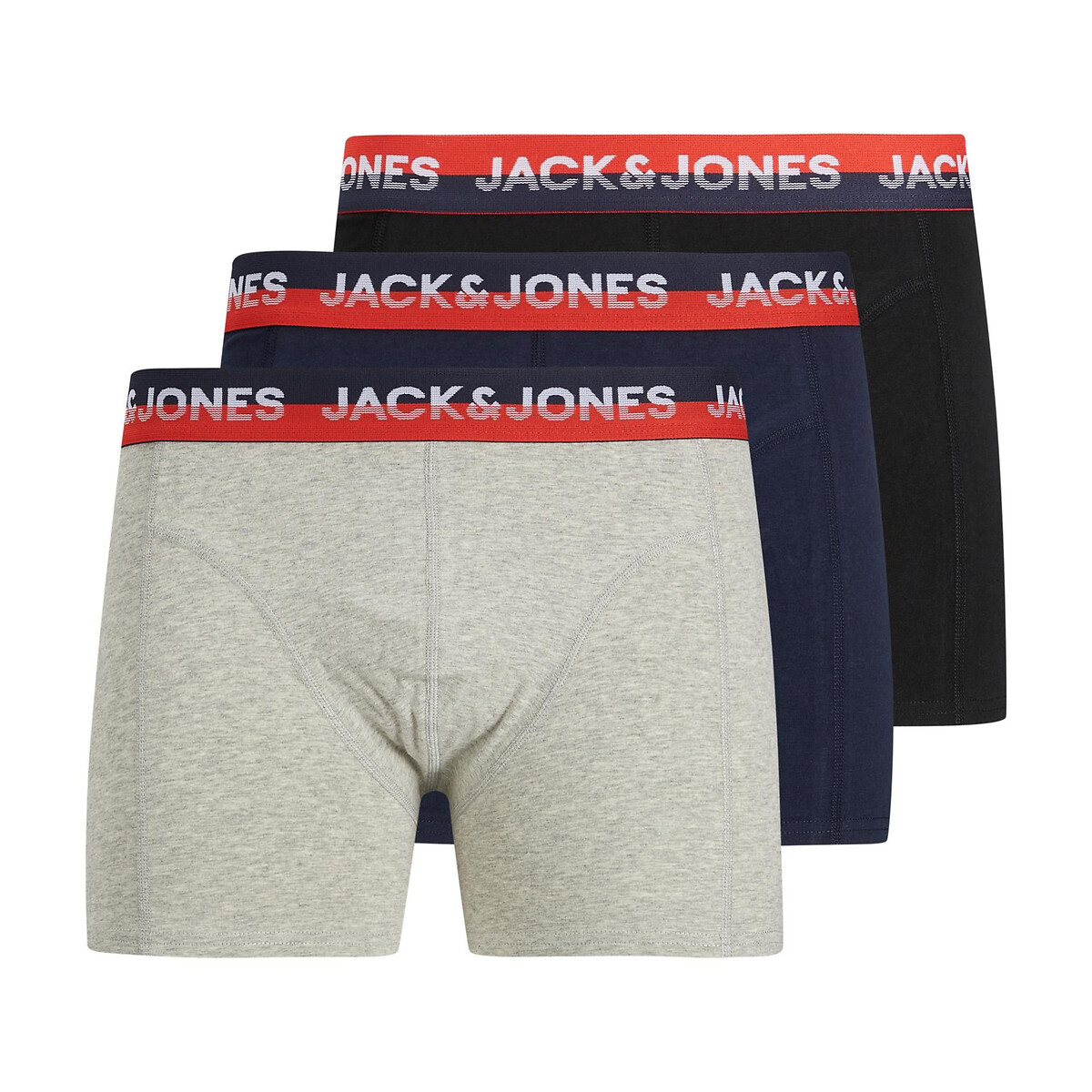 

Комплект из трех трусов-боксеров однотонных JACK & JONES, Синий, Комплект из трех трусов-боксеров однотонных С двухцветным поясом XXL синий