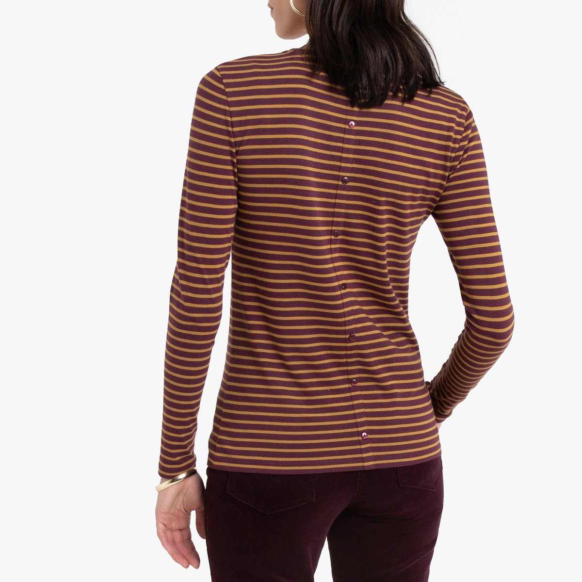 

Футболка La Redoute, Фиолетовый, В полоску из хлопка и модала 46/48 (FR) - 52/54 (RUS) фиолетовый