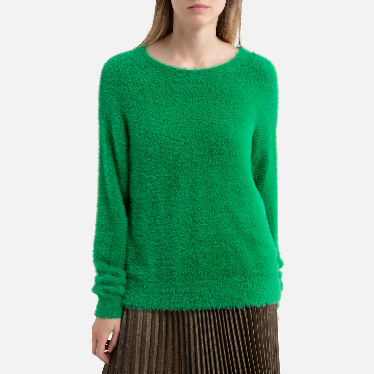 Пуловер La Redoute С круглым вырезом из плотного трикотажа M зеленый, размер M - фото 1