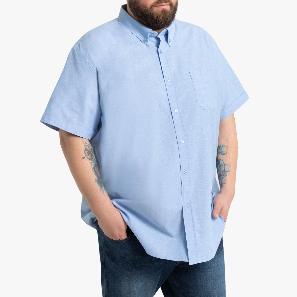 

Рубашка La Redoute, Синий, Однотонная с короткими рукавами 51/52 синий