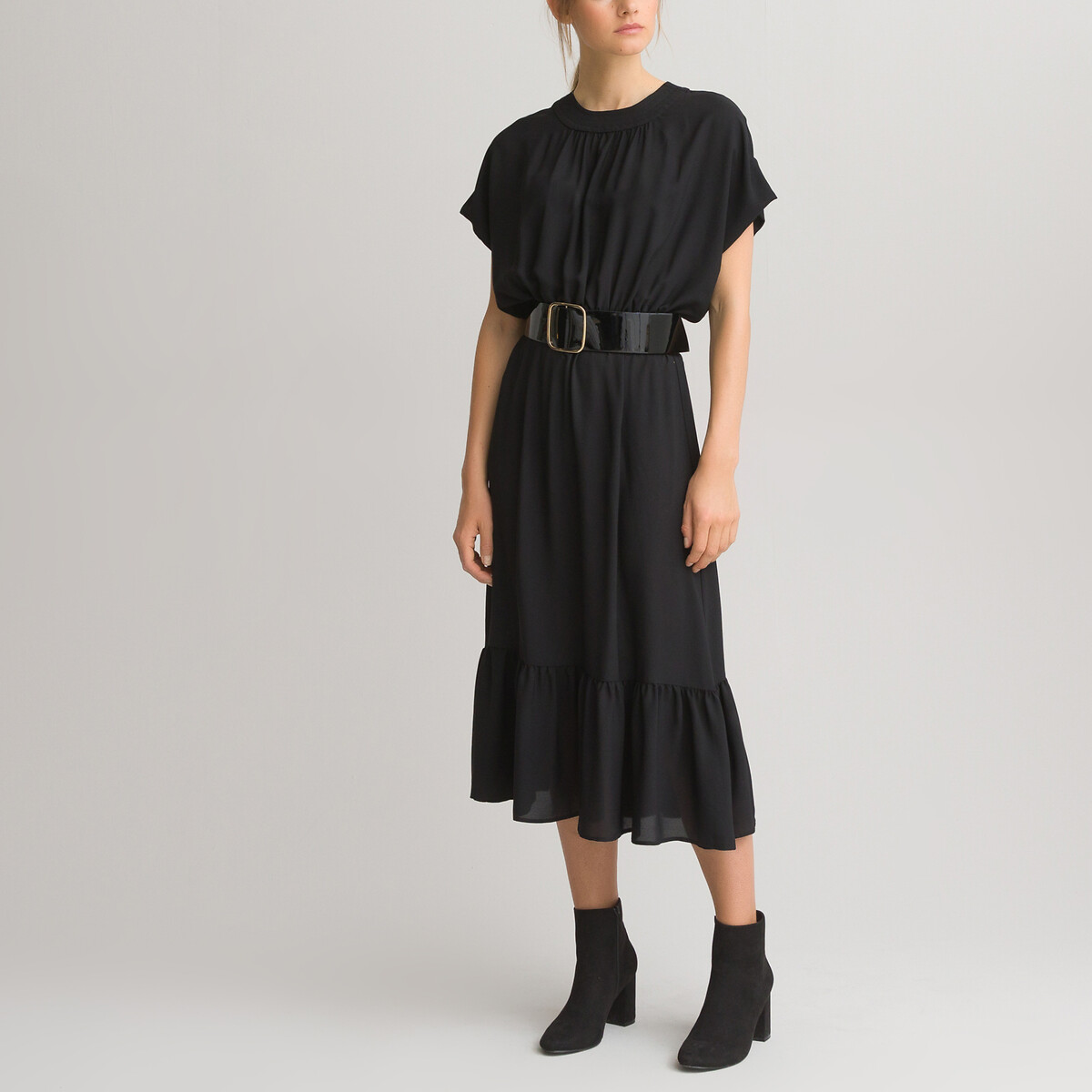 Платье LaRedoute Длинное с короткими рукавами 38 (FR) - 44 (RUS) черный, размер 38 (FR) - 44 (RUS) Длинное с короткими рукавами 38 (FR) - 44 (RUS) черный - фото 1