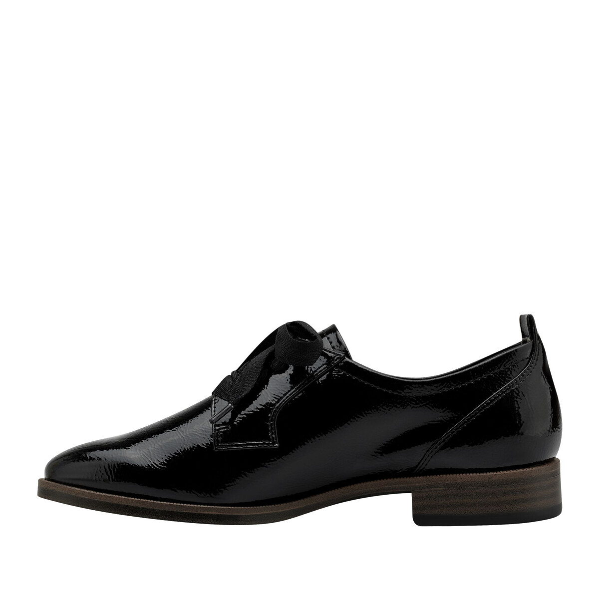 Ботинки-дерби Лакированные с двойной шнуровкой 36 черный LaRedoute, размер 36 - фото 4