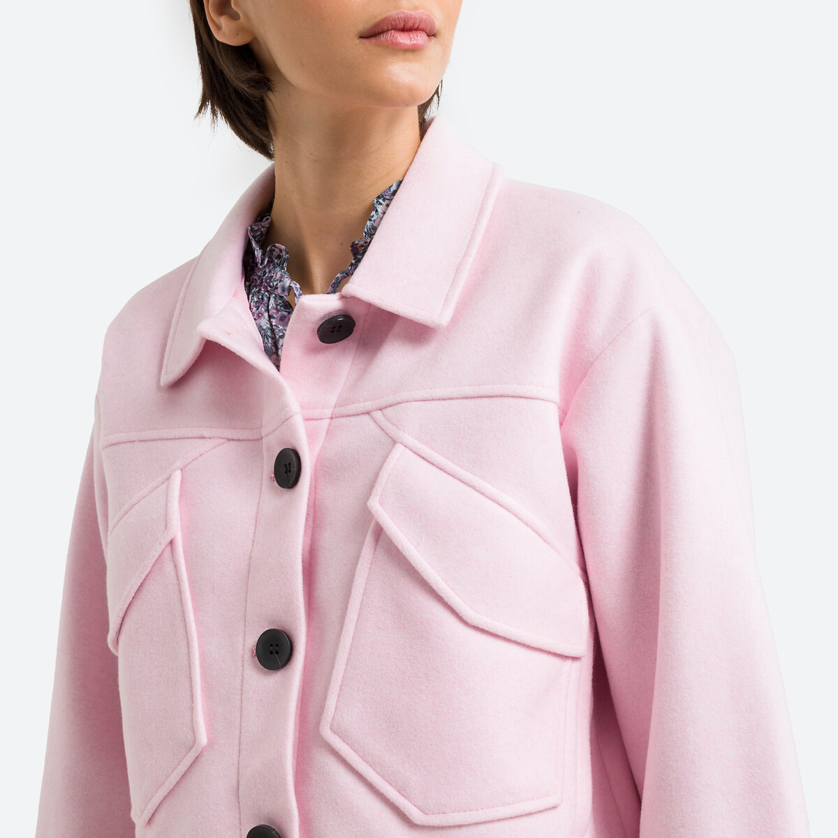 Куртка ONLY Куртка С застежкой на пуговицы S розовый, размер S - фото 3