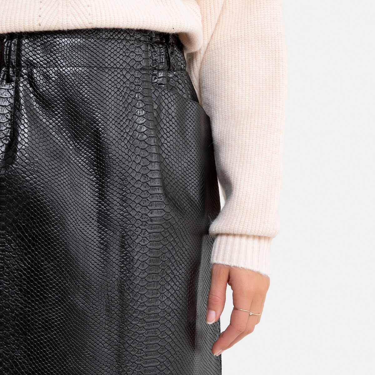 Юбка La Redoute Короткая из искусственной кожи с карманами XS черный, размер XS - фото 3