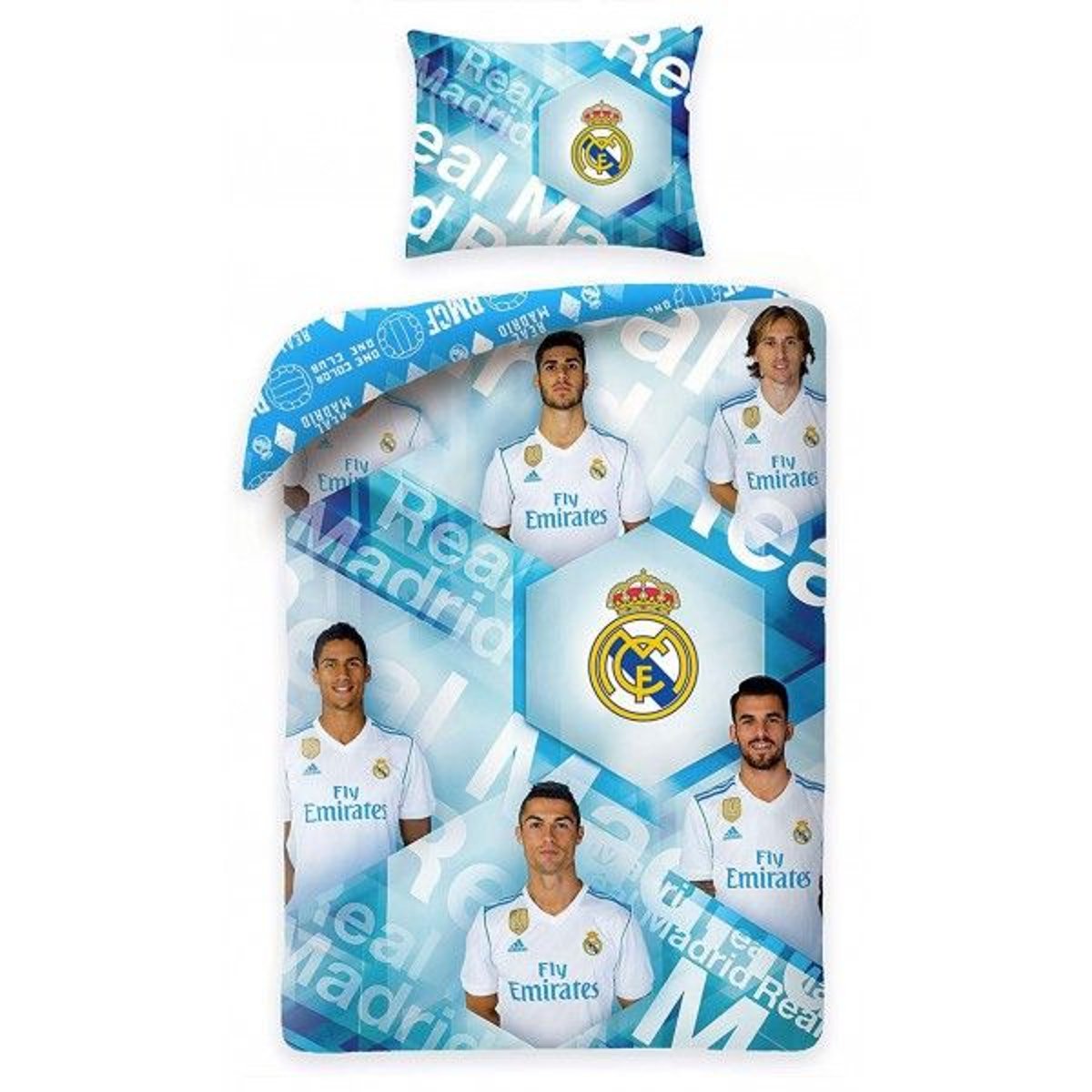 Real Madrid Team Ronaldo - Parure de Lit Football - Housse de Couette