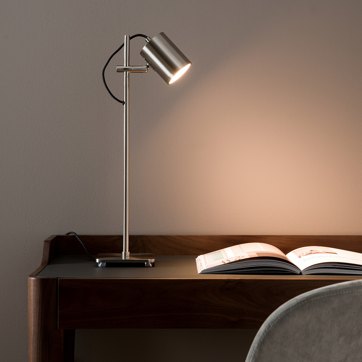 Лампа с точечным освещением с покрытием под глянцевый никель Girevole  единый размер серый LaRedoute