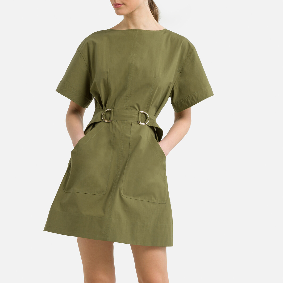 Платье Короткое расклешенное с короткими рукавами Tanzanie 42 зеленый