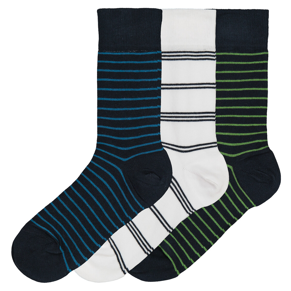 Комплект из трех пар носков в полоску 43/46 синий комплект из трех пар носков la redoute 43 46 синий