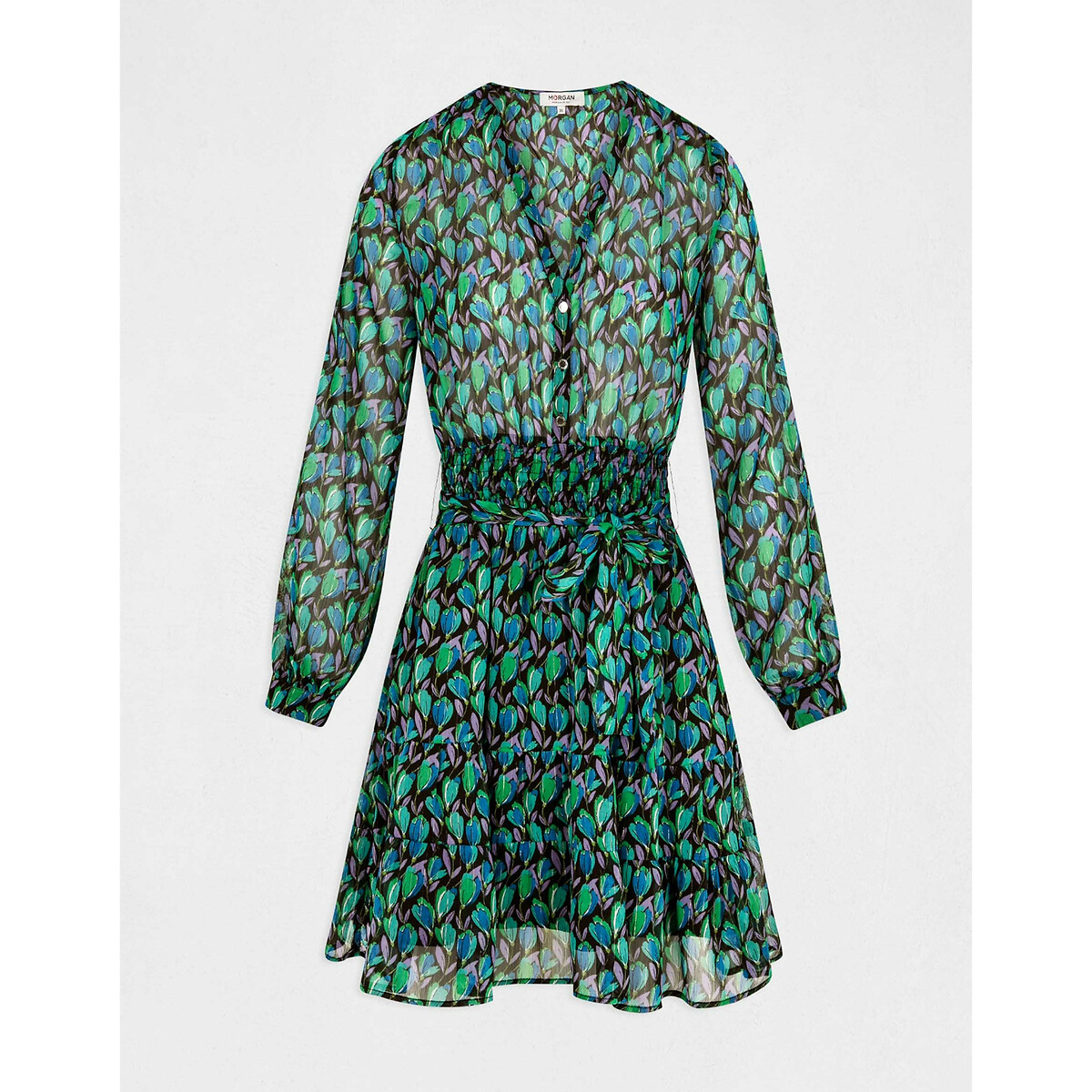 Платье-трапеция С цветочным принтом 46 зеленый LaRedoute, размер 46 - фото 5