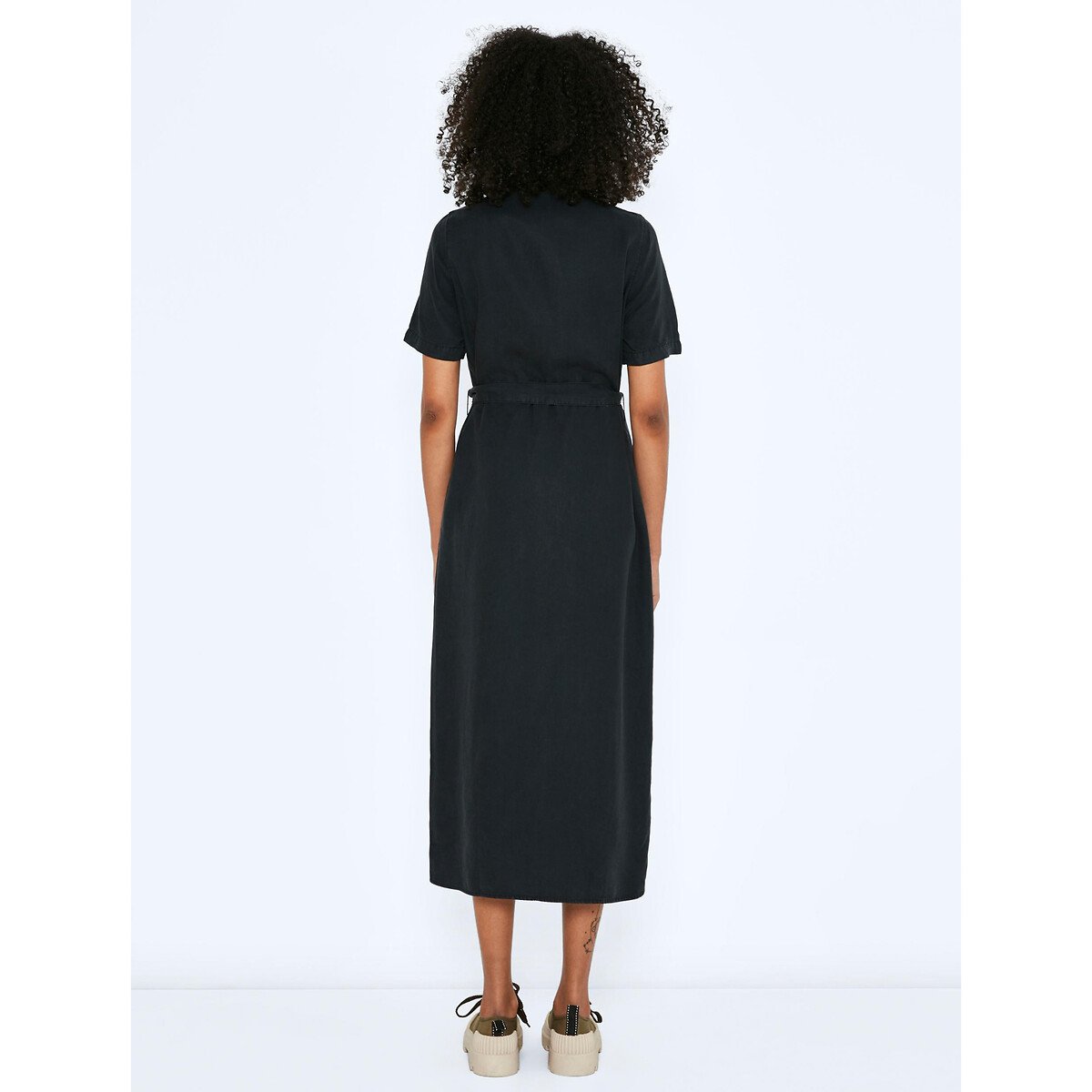 Платье-рубашка Длинное на завязках XS черный LaRedoute, размер XS - фото 4