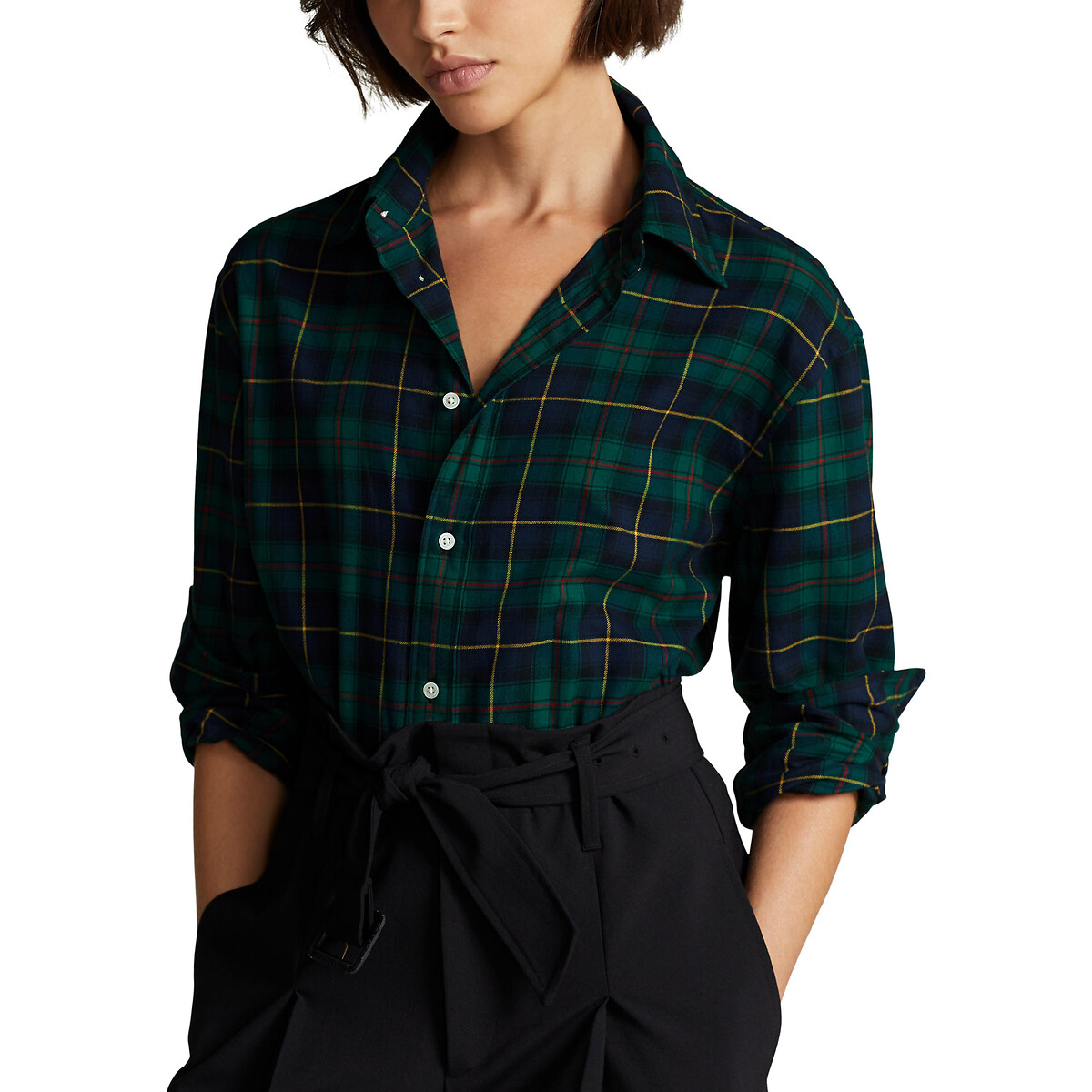 

Блузка LaRedoute, Зеленый, Блузка В клетку с длинными рукавами XS зеленый