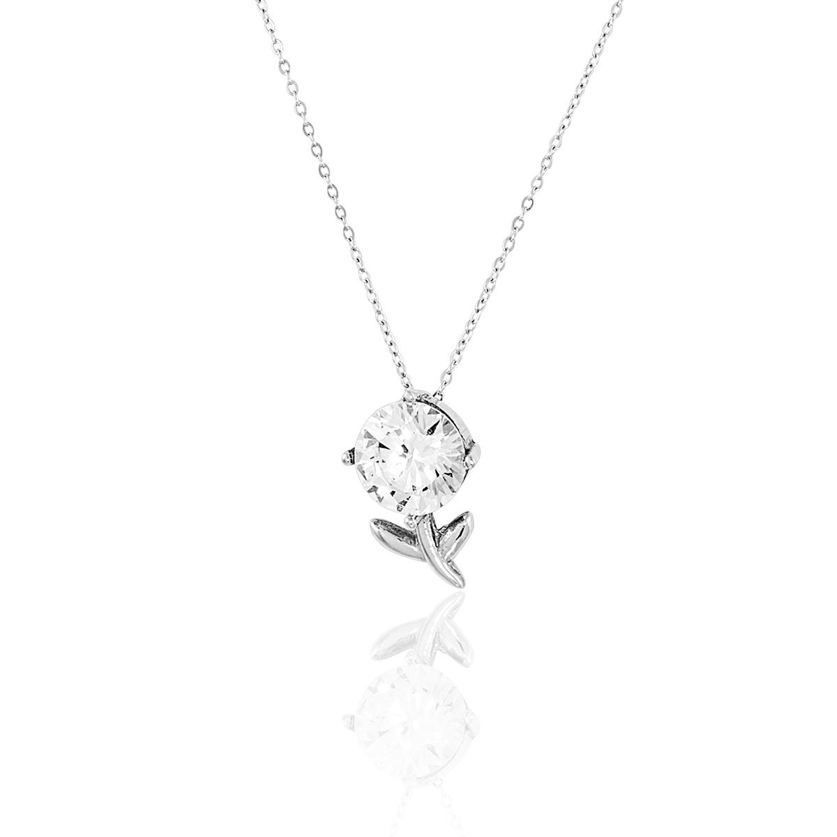 Collier en Or 375/1000 Argenté et Oxyde Blanc
