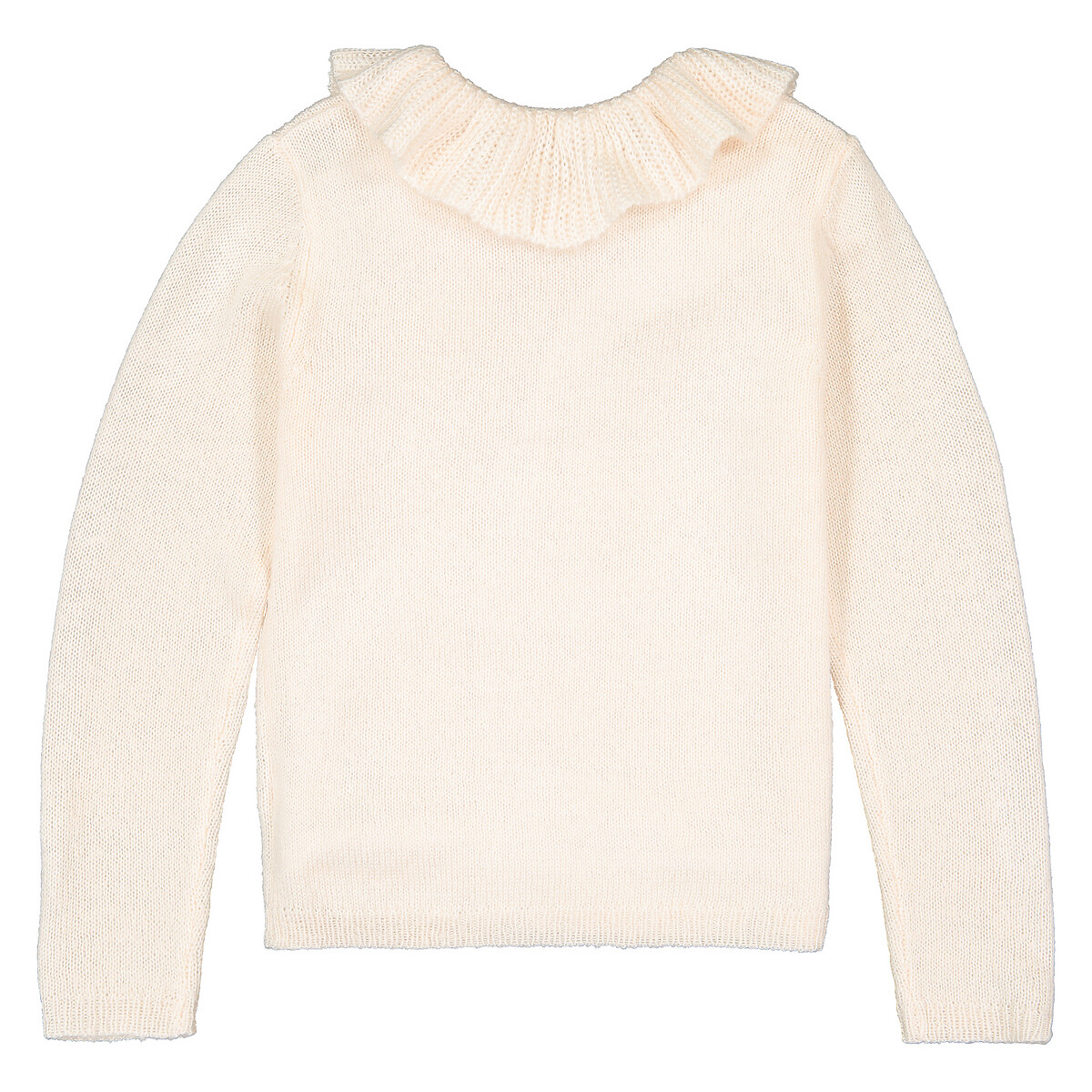 Пуловер LaRedoute С круглым вырезом с воланами из тонкого трикотажа 3-12 лет 4 года - 102 см розовый, размер 4 года - 102 см - фото 4