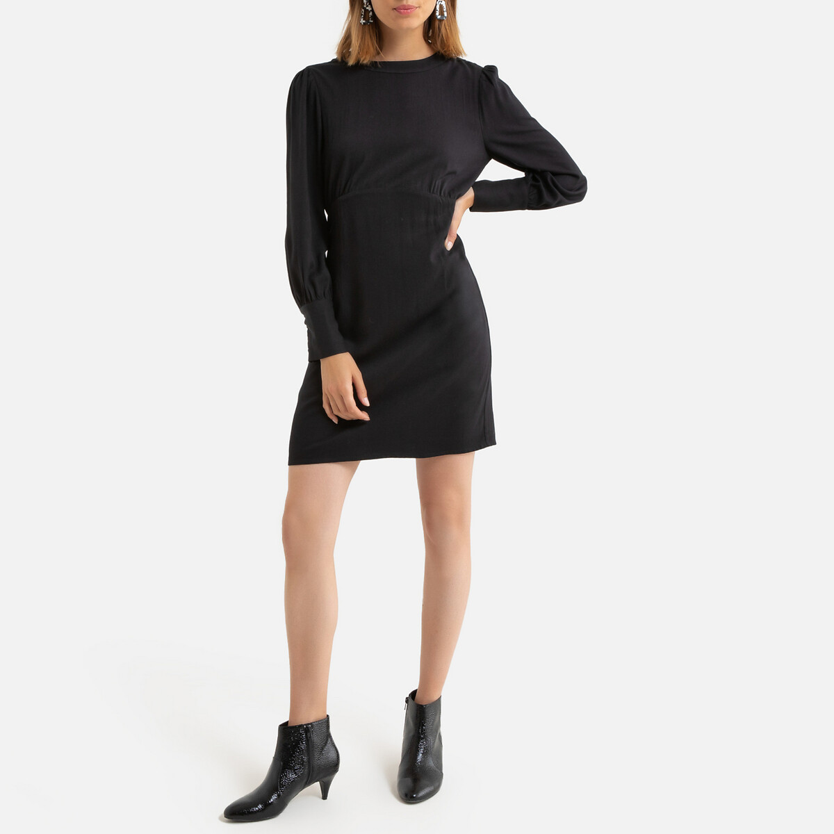 Платье La Redoute Короткое длинные рукава декольте сзади 0(XS) черный, размер 0(XS) Короткое длинные рукава декольте сзади 0(XS) черный - фото 2