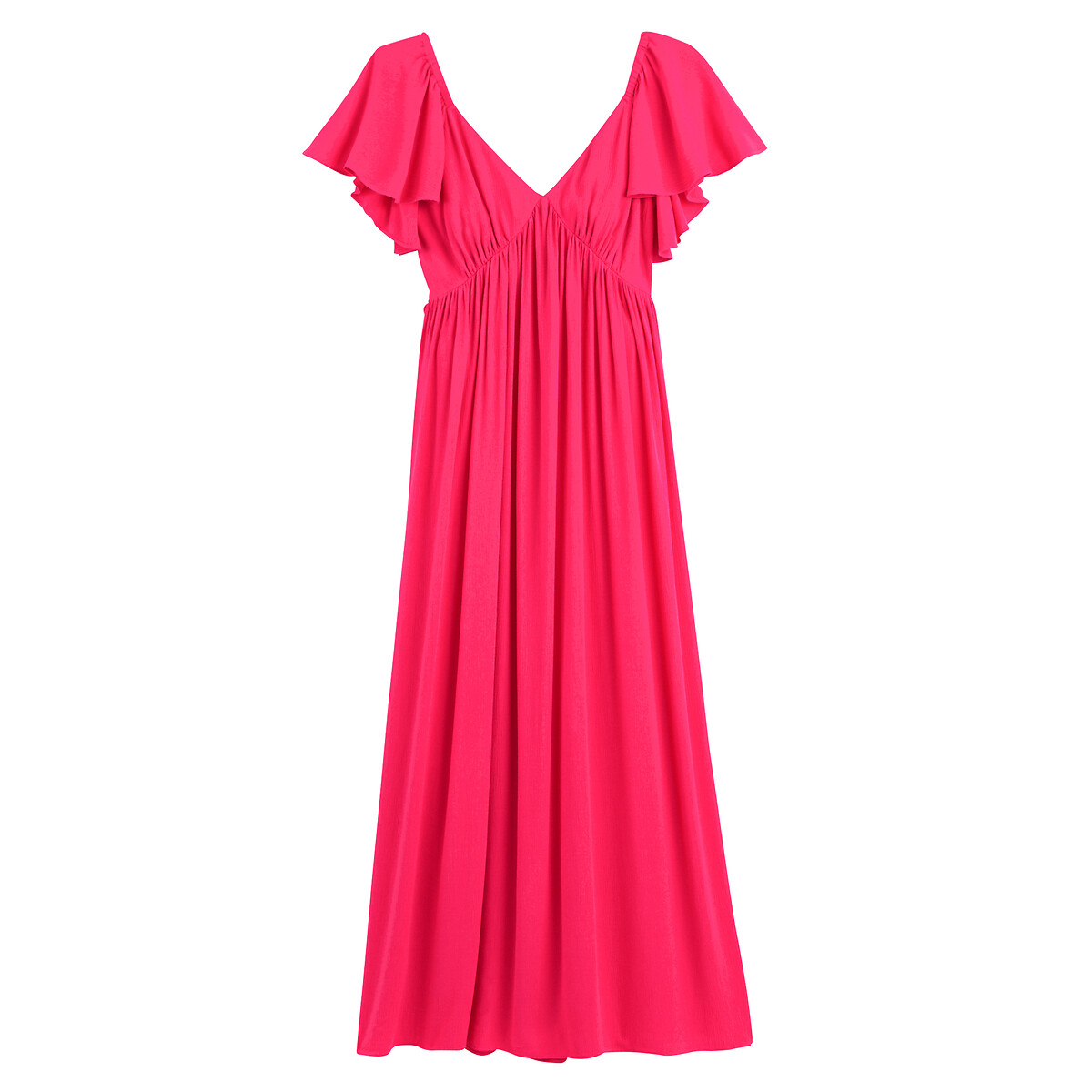 Платье-макси длинное рукава с воланами  52 розовый LaRedoute, размер 52 - фото 5