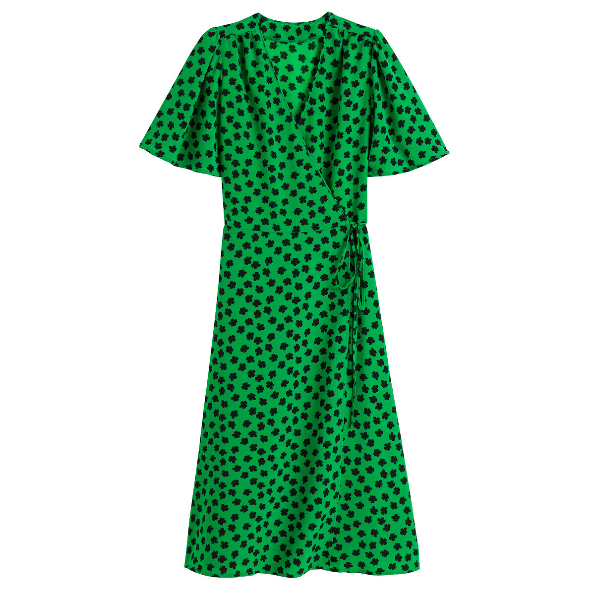 Платье LA REDOUTE COLLECTIONS Платье Длинное с запахом с цветочным рисунком 48 зеленый, размер 48 - фото 5