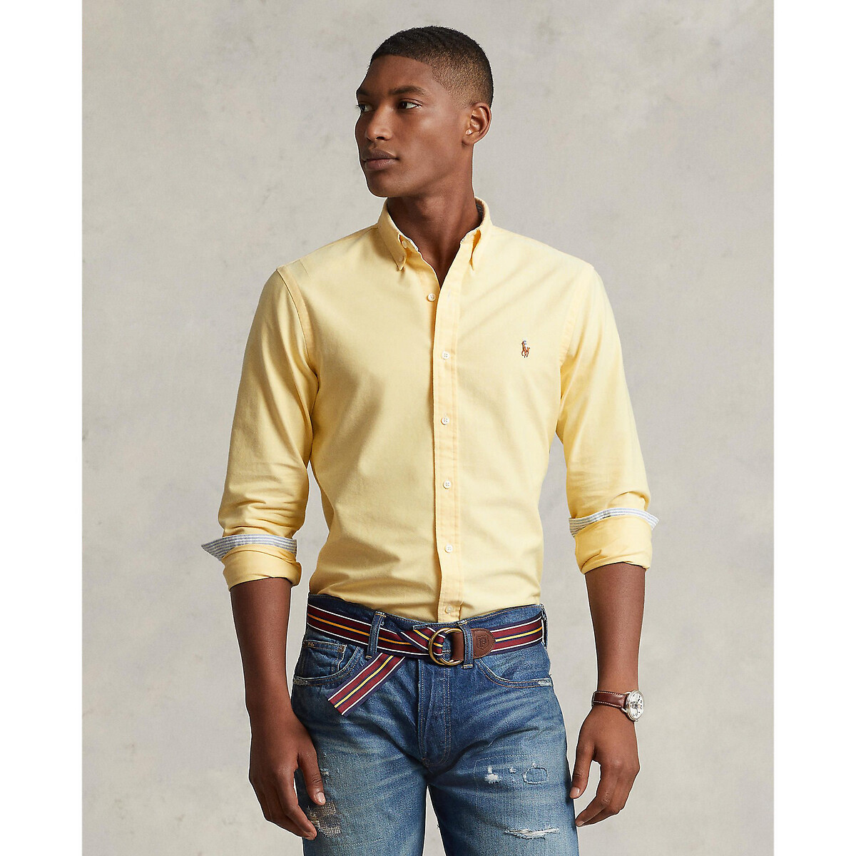 Рубашка прямого покроя из ткани оксфорд XXL желтый рубашка зауженная из ткани оксфорд s черный