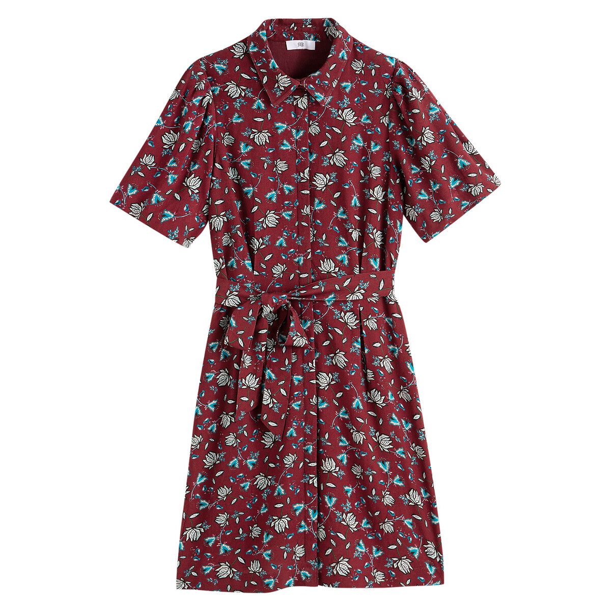 Платье-рубашка С цветочным принтом с короткими рукавами 50 красный