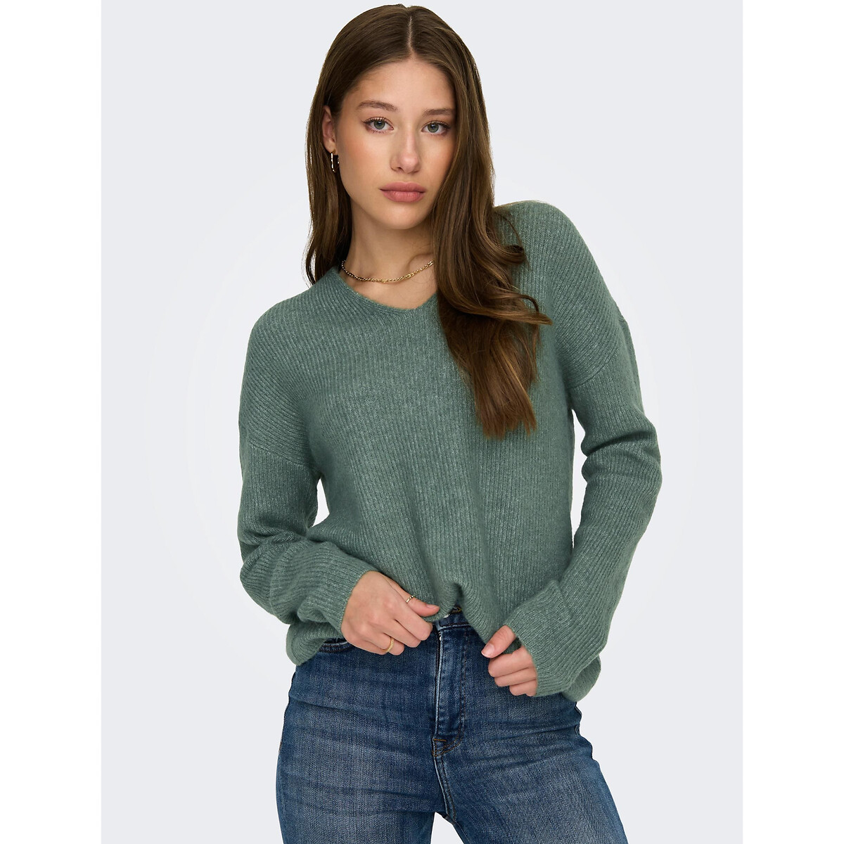 Пуловер из пышного трикотажа  S зеленый