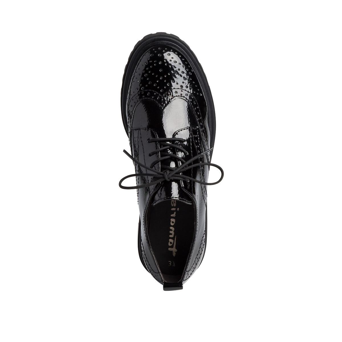 Ботинки-дерби LaRedoute Лакированные на платформе 36 черный, размер 36 - фото 3