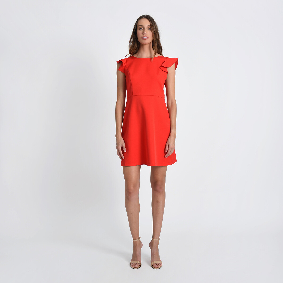 Платье Короткое с воланами на спинке XS красный