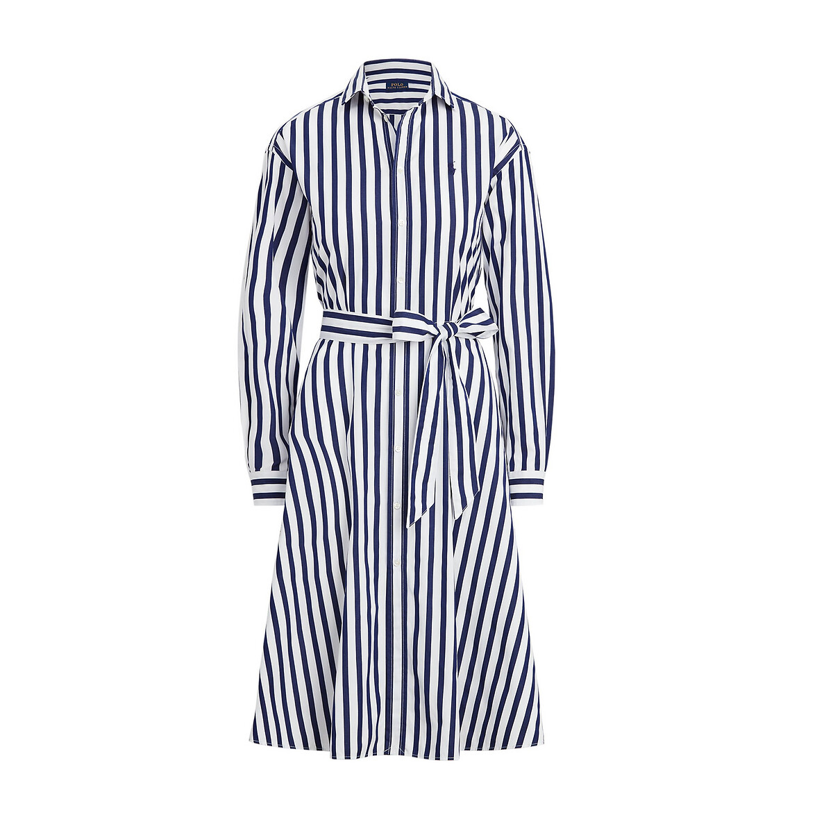 Платье-рубашка POLO RALPH LAUREN В полоску миди 44 синий, размер 44 - фото 5