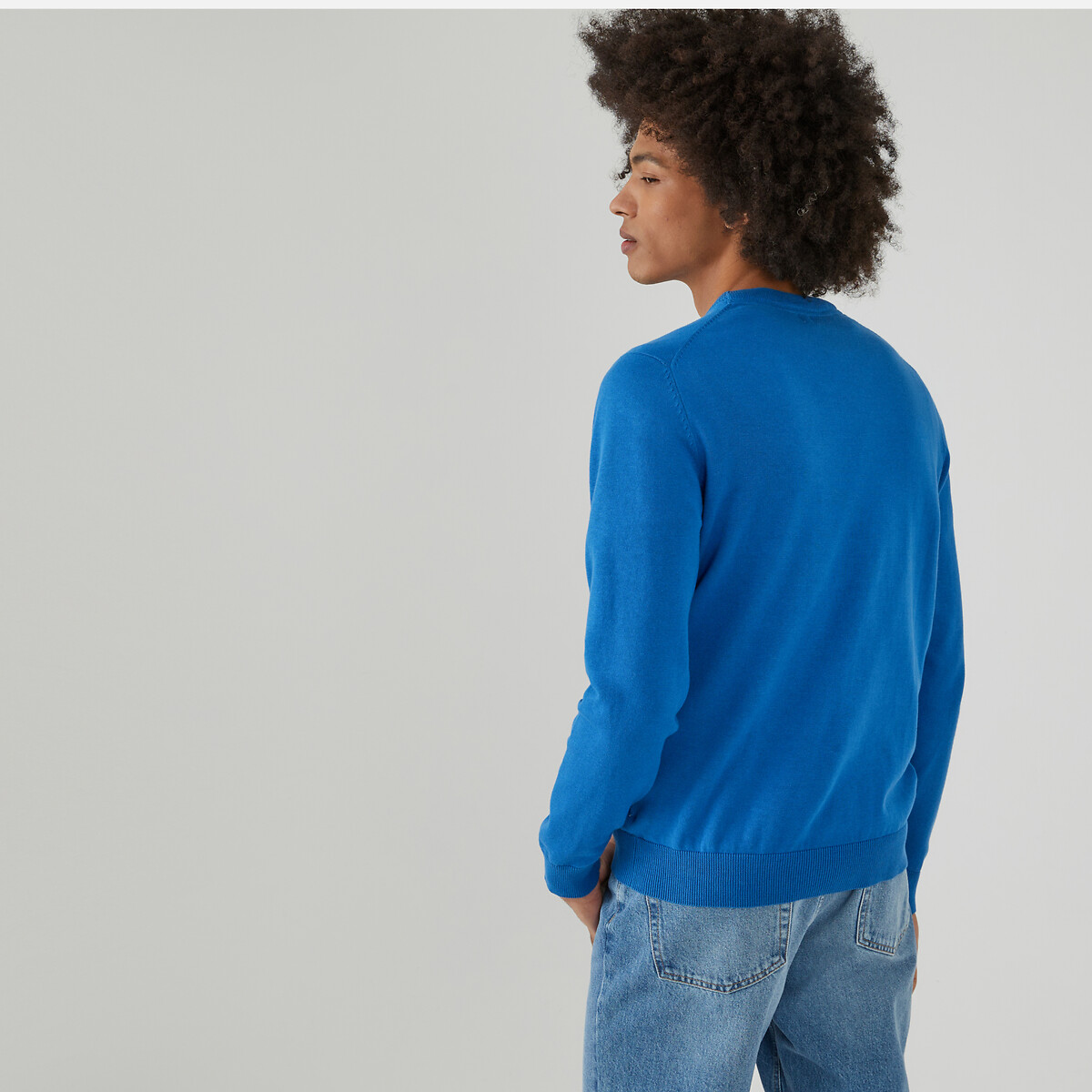 Пуловер с круглым вырезом из тонкого трикотажа  XXL синий LaRedoute, размер XXL - фото 4