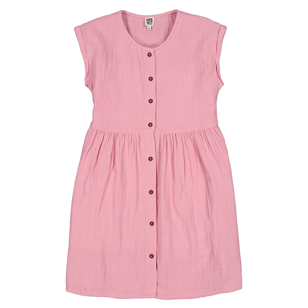 Платье без рукавов на пуговицах из газовой хлопчатобумажной ткани  3 года - 94 см розовый LaRedoute, размер 3 года - 94 см - фото 3