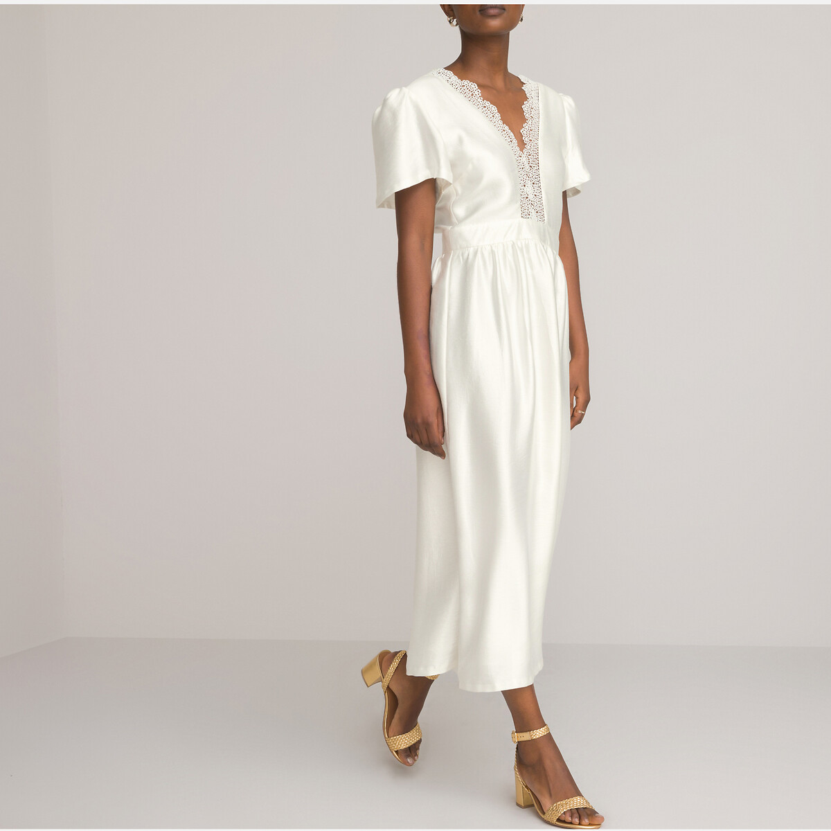 Платье-миди LA REDOUTE COLLECTIONS Свадебное изготовлено во Франции 50 белый, размер 50 - фото 2