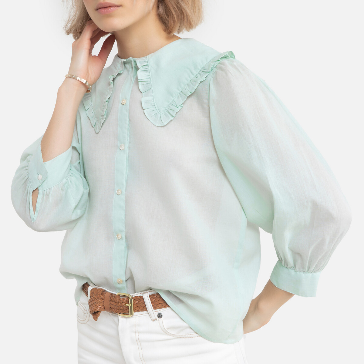 

Блузка LaRedoute, Синий, С отложным воротником короткие рукава MILADY BLOUSE 36 (FR) - 42 (RUS) синий