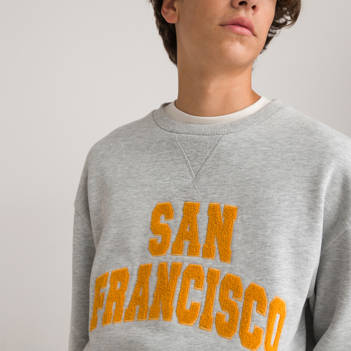 Свитшот с круглым вырезом из мольтона принт San Francisco S серый