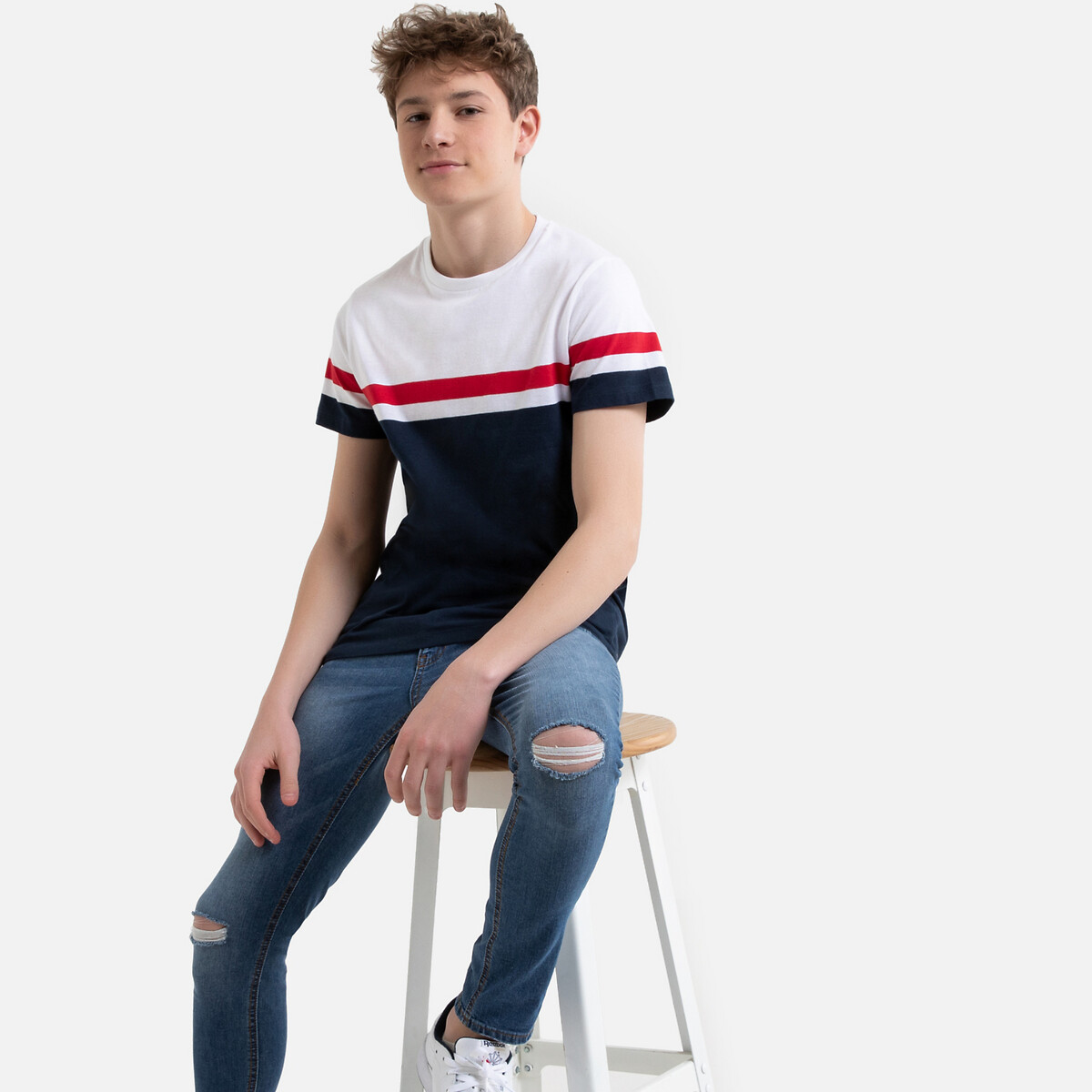 

Футболка La Redoute, Белый, С круглым вырезом color block 14 лет - 162 см белый