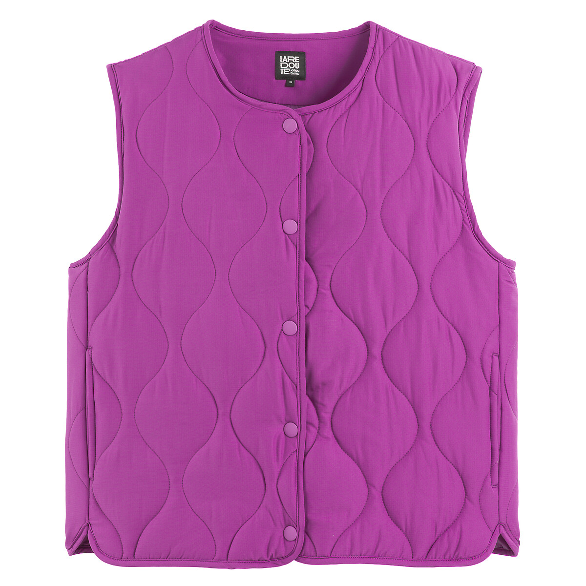 Куртка стеганая без рукавов на кнопках  34 (FR) - 40 (RUS) фиолетовый LaRedoute, размер 34 (FR) - 40 (RUS)
