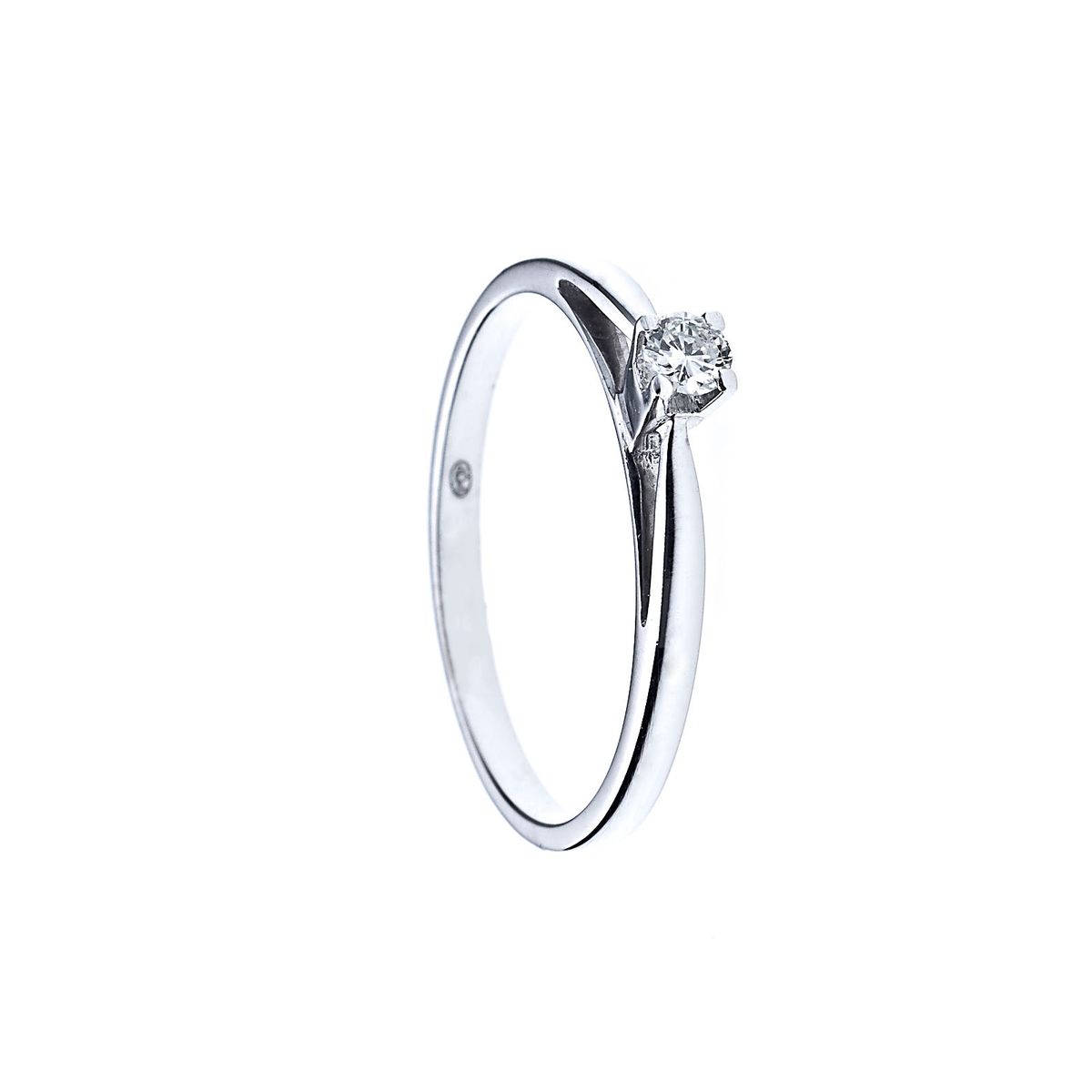 Bague Solitaire Diamant - Or Blanc 750 Millièmes (18 Carats) - Disponible de la taille 48 à la taille 60 -