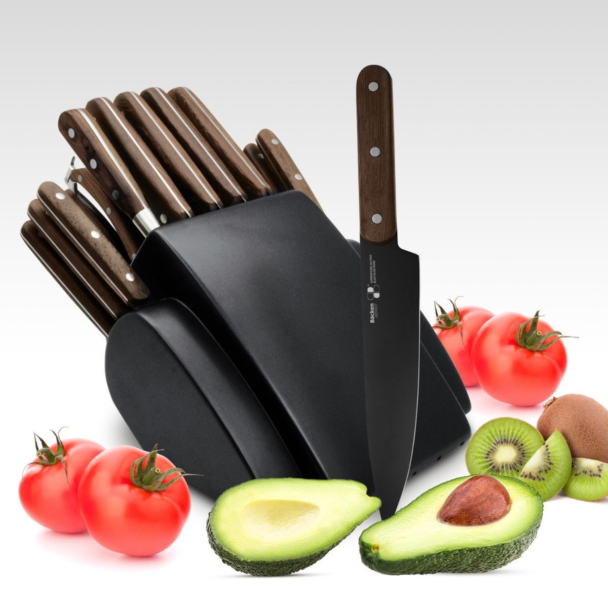 BACKEN BLOC COUTEAUX 16PCS BOIS