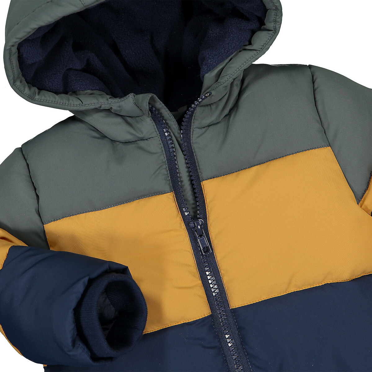 Куртка La Redoute Стеганая утепленная трехцветная с капюшоном 3 мес-3 года 9 мес. - 71 см разноцветный, размер 9 мес. - 71 см - фото 4
