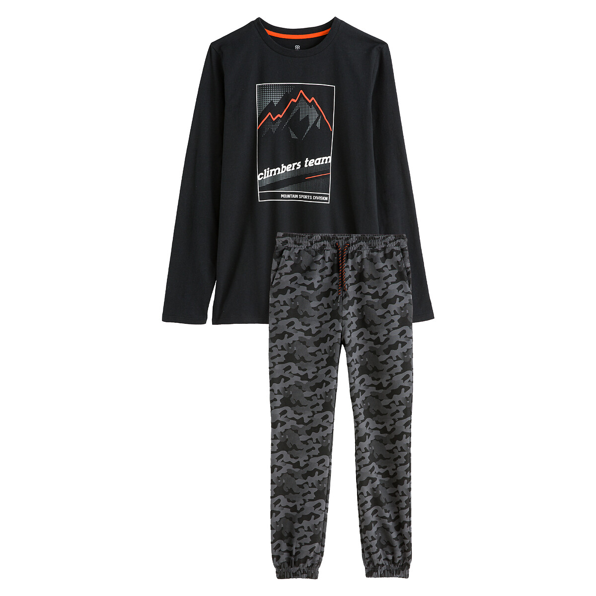 Пижама Из хлопкового мольтона с камуфляжным принтом 10 лет - 138 см черный