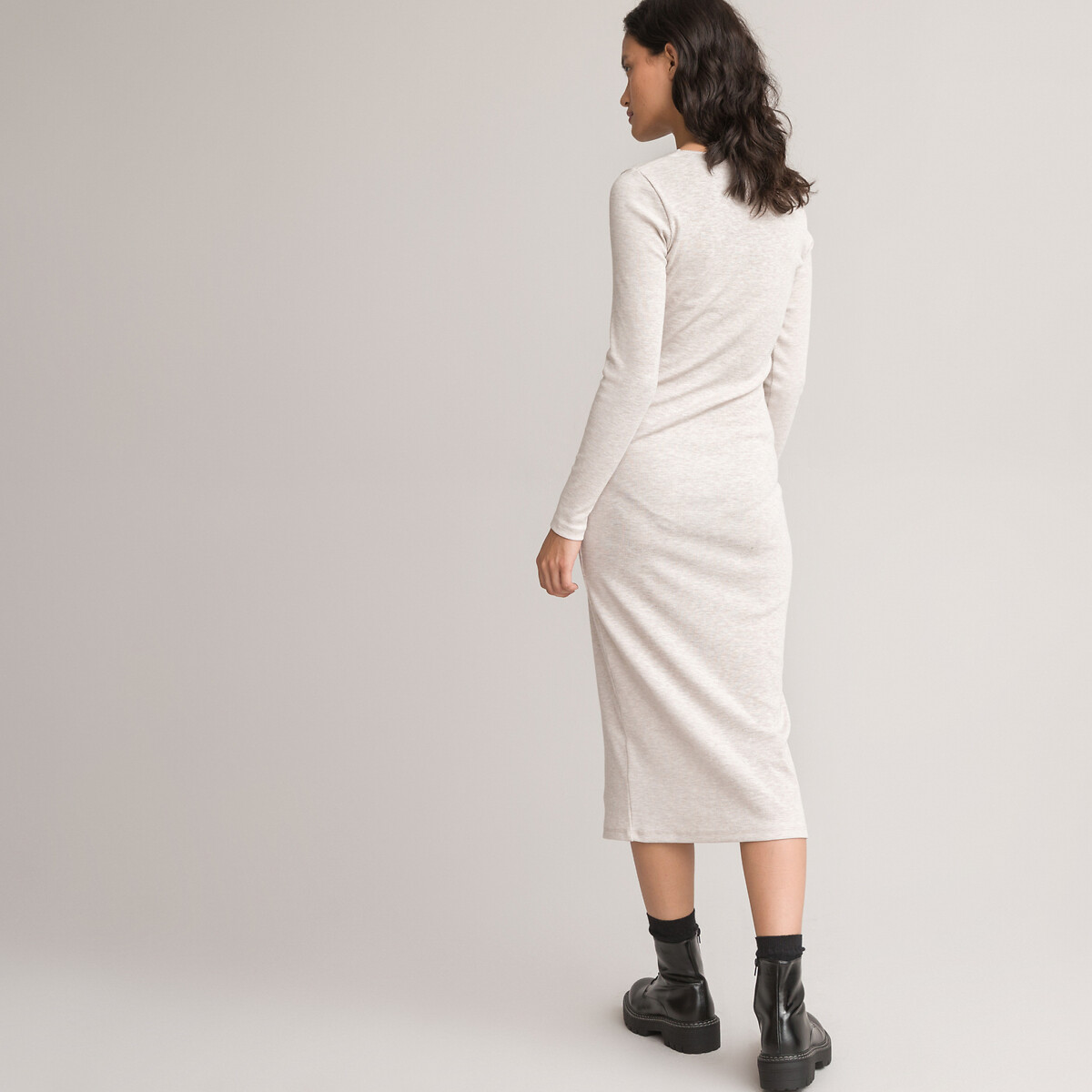 Платье LA REDOUTE COLLECTIONS Платье Длинное облегающее из трикотажа XL бежевый, размер XL - фото 4