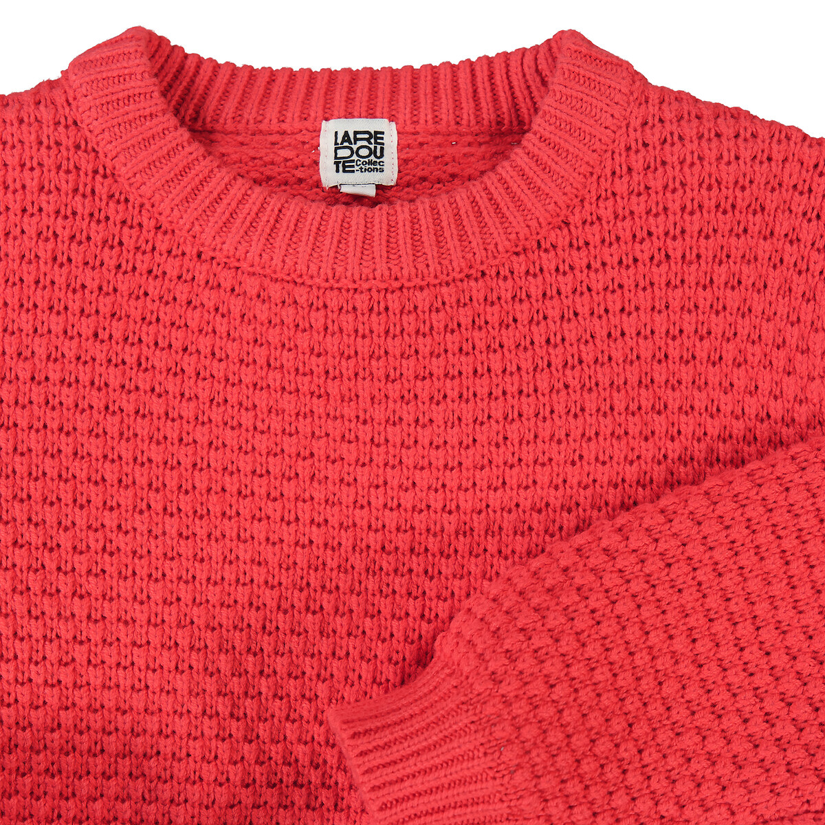 Пуловер с круглым вырезом из оригинального объемного трикотажа  12 лет -150 см красный LaRedoute, размер 12 лет -150 см - фото 4