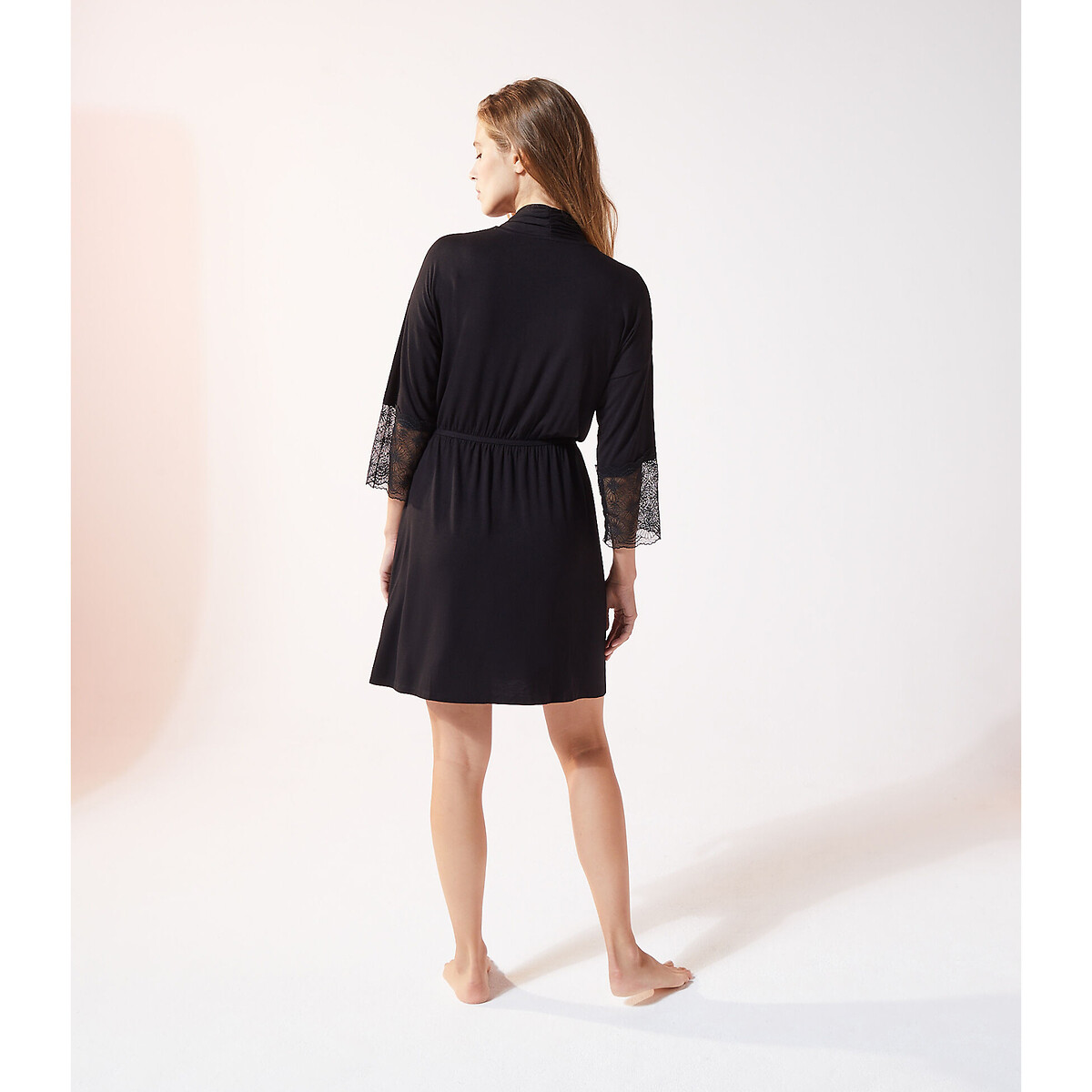 Платье LaRedoute Домашнее с кружевными вставками LIDDY M черный, размер M - фото 4