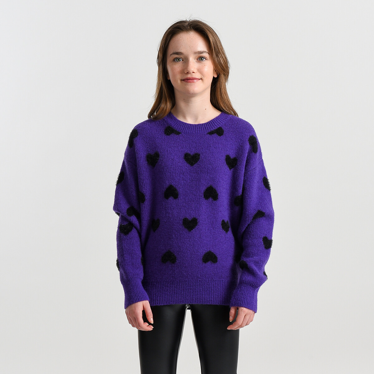 Пуловер Жаккардовый с круглым вырезом 12 лет -150 см фиолетовый