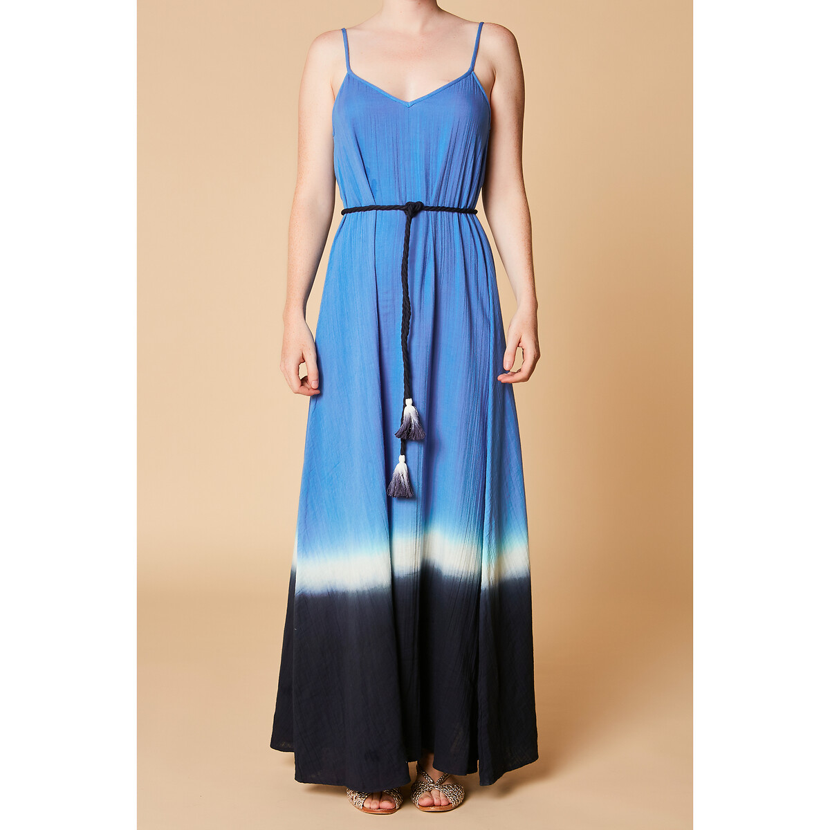 Платье LaRedoute Длинное с принтом тай-энд-дай SOUANNE S синий, размер S - фото 2
