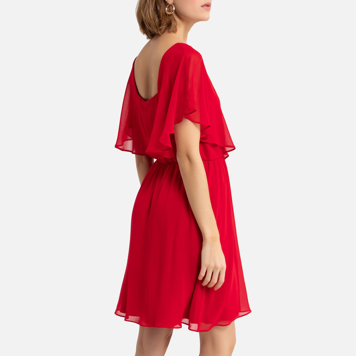 Платье LaRedoute Укороченное с V-образным вырезом 42 (FR) - 48 (RUS) красный, размер 42 (FR) - 48 (RUS) Укороченное с V-образным вырезом 42 (FR) - 48 (RUS) красный - фото 4