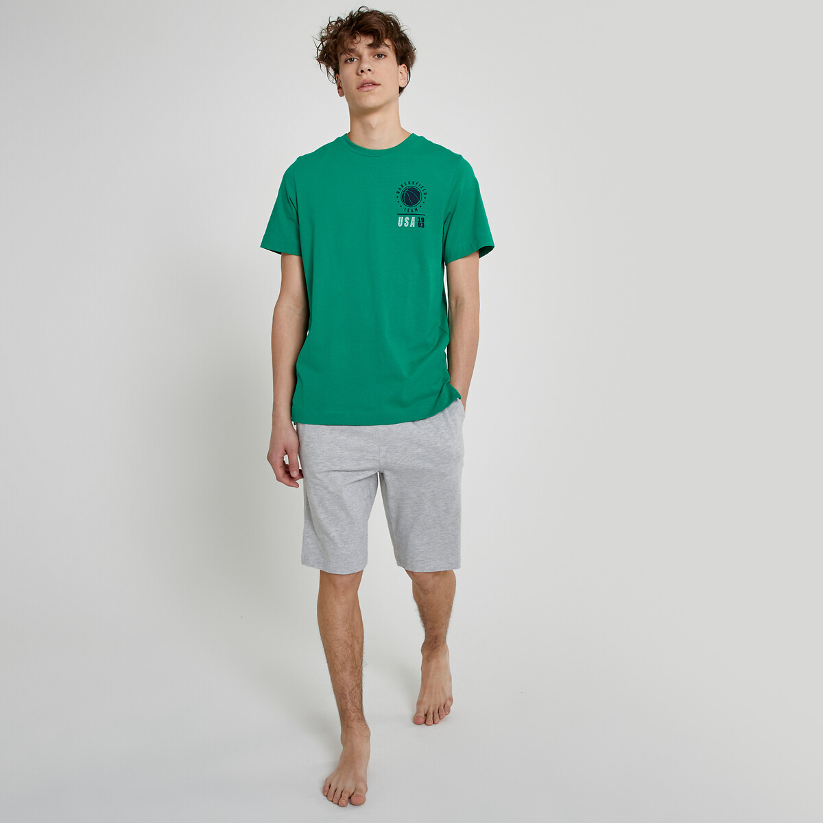 Пижама с шортами  10 лет - 138 см зеленый LaRedoute, размер 10