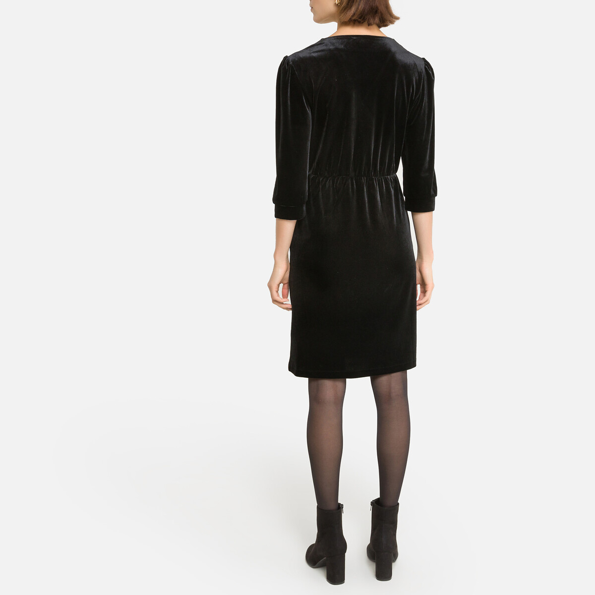 Платье ANNE WEYBURN Прямое средней длины с длинными рукавами из велюра 52 черный, размер 52 - фото 4
